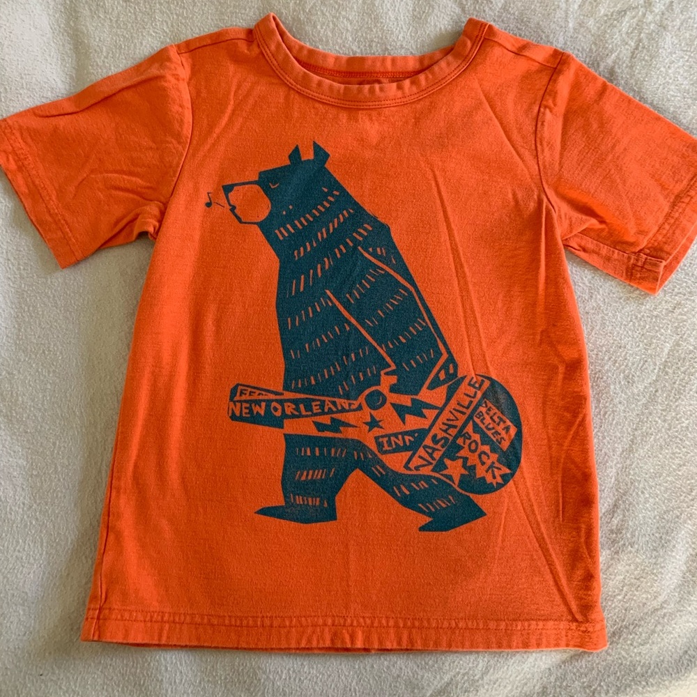 Tea Collection orange music bear tee shirt - size 5